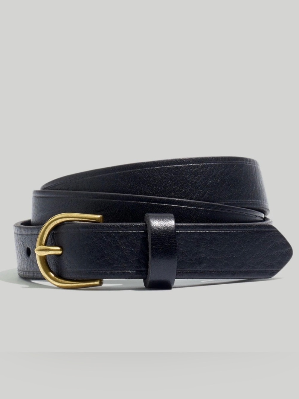 Madewell Genuine Leather Black Belt with Brass  Buckle Size Small